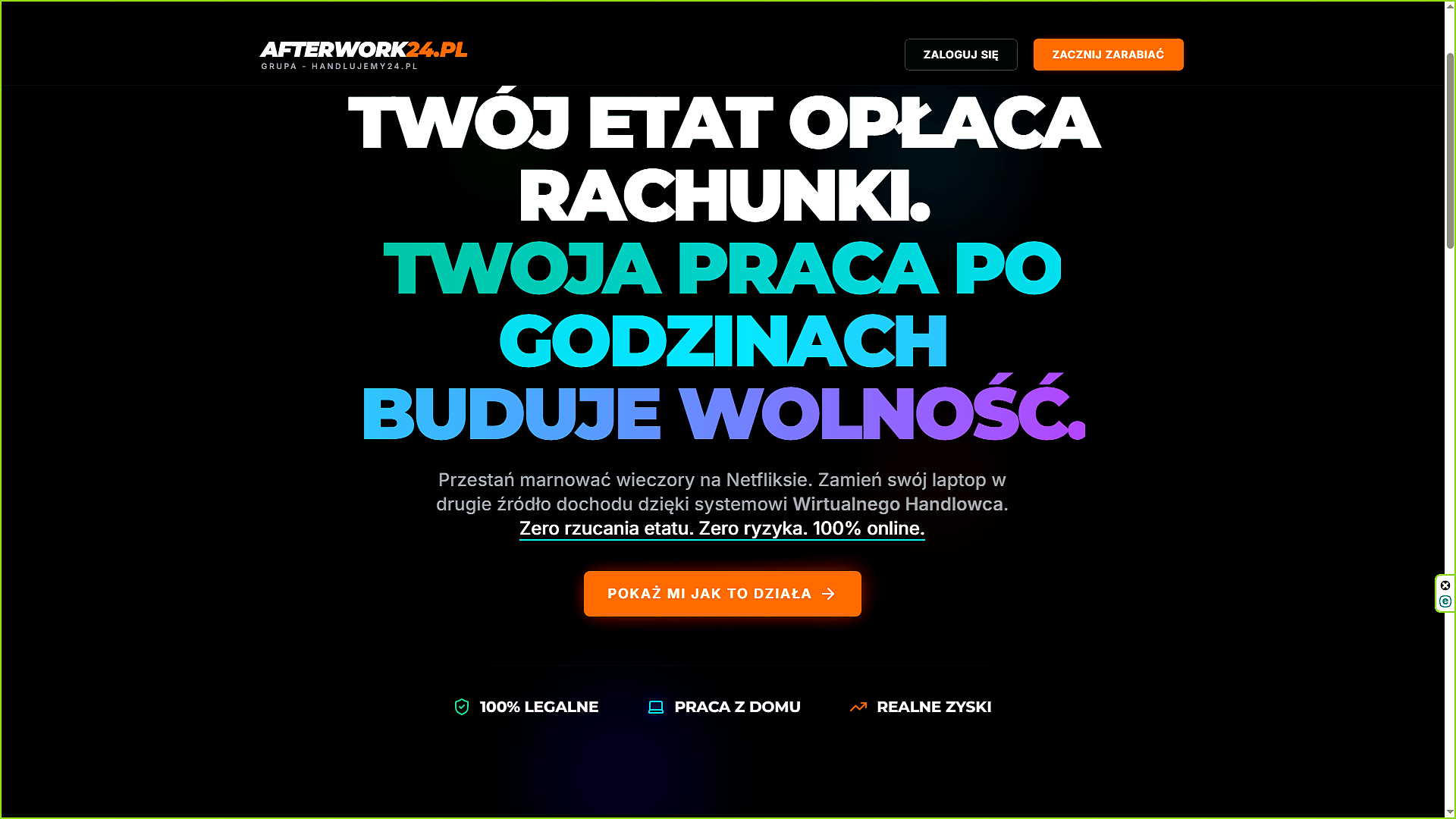 Widok platformy Afterwork24